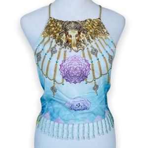 24 Hrs~🔥Dolls Kill~Mind of the Mantra~Bead Trim Halter Top ~XS🔥